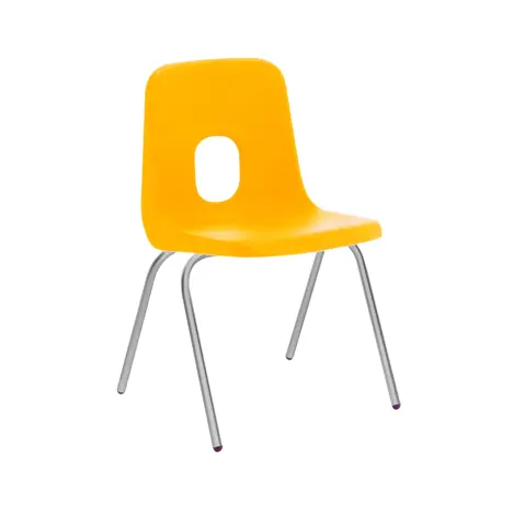 E Series Polypropylene Classroom Chair - 4 Silver Legs - Size EA - Yellow